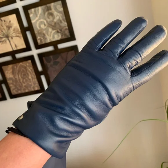 Authentic COACH 1941 SMOOTH LEATHER wool lining signature tech gloves - Picture 4 of 8